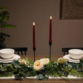 35847334 Northlight Led Flickering Taper Flameless Swirled Christmas Candles - 9.5 Inch