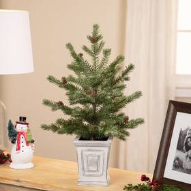 35850623 Northlight Lightly Flocked Pine Potted Artificial Christmas Tree With Pinecones