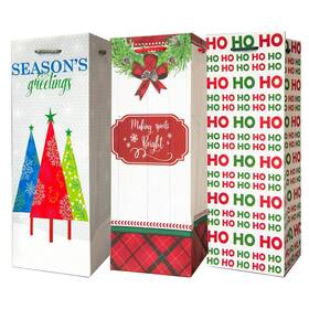 Northlight 602670338850 Pack Of 6 Assorted Christmas Wine Gift Bags With Handle