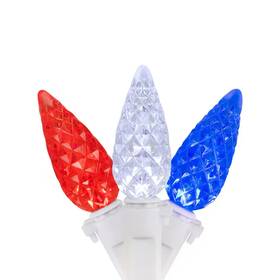 Northlight 726084091054 Patriotic Led C6 Faceted Christmas Lights-red White And Blue-16.5 Inch Wire
