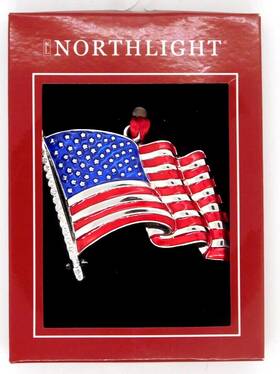 Hd91042 Northlight Christmas Ornament Us Flag America Crystals 3.5 X Inches