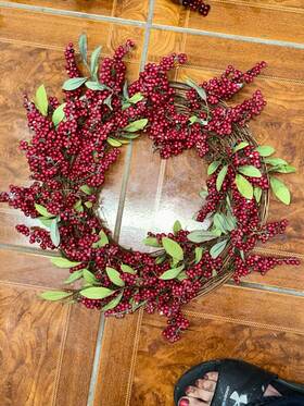 Northlight Seasonal 093422378116 17 Inch Shiny Red Berry Artificial Christmas Wreath Brown Twig Accents