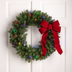 Northlight Seasonal 093422715799 24 Inch Northern Pine Artificial Christmas Wreath Multi-color Led Lights