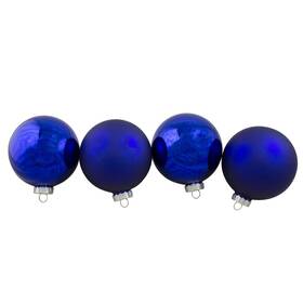 Northlight Seasonal 191296007733 4-piece Shiny And Matte Blue Glass Ball Christmas Ornament Set 4 Inch