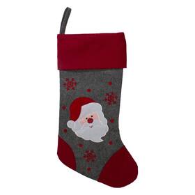 Northlight Seasonal 191296018128 16.75 Inch Gray And Red Embroidered Santa Claus Christmas Stocking