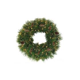 Northlight Seasonal 762152565263 Pre-lit Yorkville Pine Artificial Christmas Wreath - 24 Inch Clear Lights