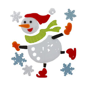 34316516 Northlight Skating Snowman And Snowflakes Gel Christmas Window Clings