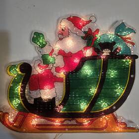 Zg15705 Northlight 17 Inch Double-sided Lighted Santa Christmas Sleigh Window Silhouette