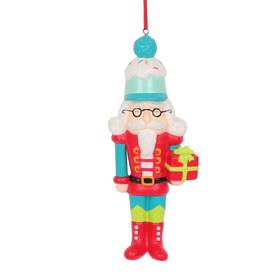 12113 Northpole Christmas Grandpa Nutcracker Tree Ornament Sprinkles Red Blue Hat Present 7.5 In