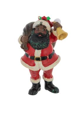 18888 Northpole Christmas Black Santa Tree Ornament Gift Bag And Bell 4.5 In New