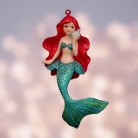 57805 Northpole Christmas Mermaid Ornament Flowing Red Hair Aqua Tail Tree Beach Nautical