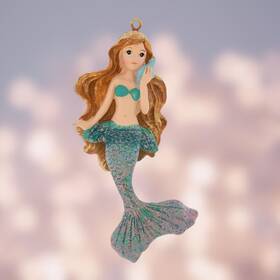 57806 Northpole Christmas Mermaid Ornament Flowing Hair Blue Pink Tail Tree Beach Nautical