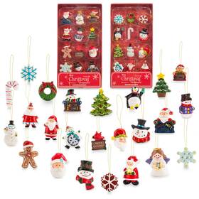 Northpolexpress 651536303310 Mini Resin Christmas Ornaments Set Of 24 - Rustic Decorations Sma