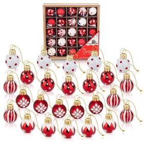 Northpolexpress 651536303433 1 Inch Mini Red And White Peppermint Glass Ball Christmas Ornaments