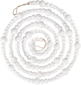 Npx026 Northpolexpress 9 Foot White Wood Bead Ball Christmas Garland Wooden Tree