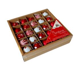 Northpolexpress X002u98o8p Miniature Red And White Glass Ball Christmas Ornaments 25pc Mini Holiday Tree New