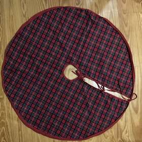 09876543210 Not Known Christmas Tree Skirt Red And Green Tartan Plaid Lined With Solid 42 Inch Round