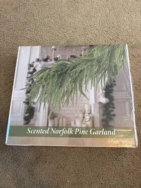 Noxkecion 799257519822 9 Ft Real Touch Norfolk Pine Garland Green Artificial Christmas Mantle Decor