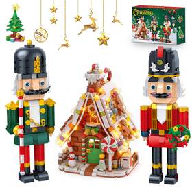 Cl0008 Nutain Christmas Gingerbread House&nutcracker Building Set With Led Light Xmas D