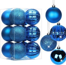 Oairse 445033462488 3.15 Inch Navy Blue Christmas Ornaments 12 Pcs Shatterproof Ball