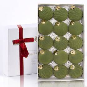 Ob-250905 Obgora 15pcs Green Velvet Flocked Christmas Ornaments 3.15 Inch Shatterproof Matte Ball
