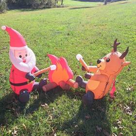 Ol28853 Occasions Inflatable Campfire Santa And Reindeer Christmas Indoor Outdoor Decoration