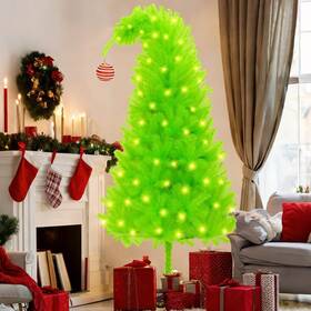 Odewhine 744110429534 6 Ft Christmas Tree Top Curved 6ft Upright 7ft Lime Green Xmas With S
