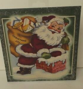 X46988 Ohio Whlse New Retro Look Santa Canvas Picture Christmas Joy