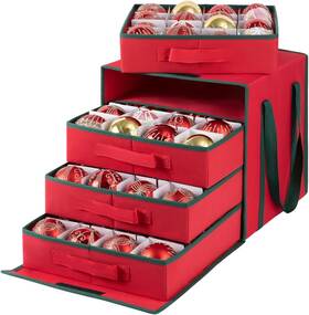 Oiahomy 717765184813 Christmas Ornament Storage Box With Adjustable Dividers Stora