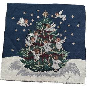 Old Greensborough Craft Company 081797850740 Jacquard Loomed Tapestry Panel Christmas Angel Tree 18 Inch X18 Usa Blue Green White