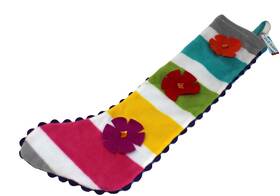 N12-wms Old Navy Striped Fleece Christmas Stocking 22 Inch Nwt Embellished Floral