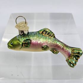 12096 Old World Christmas Glass Blown Ornament Rainbow Trout Fishing