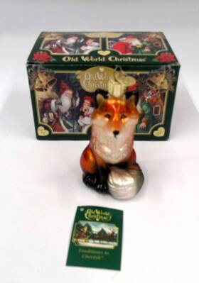 12099 Old World Christmas Glass Blown Ornament Fox With Owc Gift Box