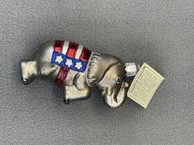 12108 Old World Christmas Republican Elephant Glass Ornament Flag Usa Holiday Xmas