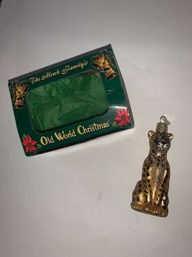 12148 Old World Christmas Leopard Glass Ornament Wildlife Rare Black Nose
