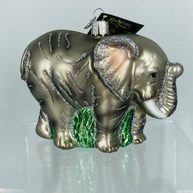 12159 Old World Christmas Large Elephant Glass Ornament 4 Inch Tall With Tag