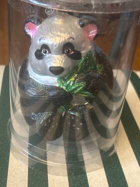 12186 Old World Christmas Vtg Panda Bear Glass Blown Ornament 4.25 Inch X 3.5 Nwt