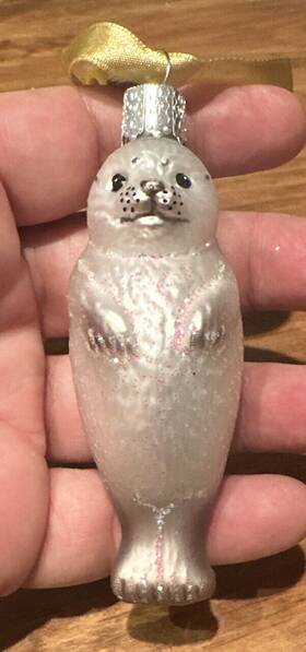 12245 Old World Christmas Seal Ocean Sea Life Glass Ornament Mercury