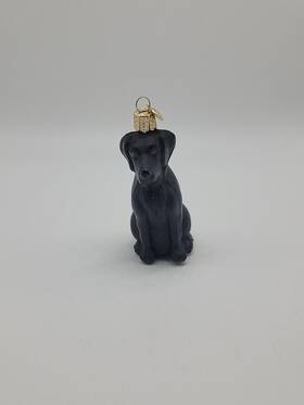12387 Old World Christmas Black Labrador Glass Ornament Lab