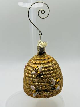 12391 Old World Christmas Glass Blown Ornament Bee Skep With Owc Gift Box