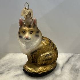 12583 Old World Christmas Blown Glass Ornament Maine Coon Cat