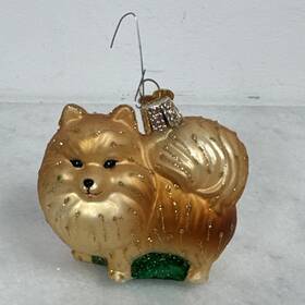 12622 Old World Christmas Standing Pomeranian Dog Glass Ornament No Box 2.5 Inch