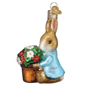 12689 Old World Christmas Peter Rabbit With Flower Pot Glass Ornament For Holiday Tree