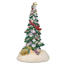 15502 Old World Christmas Resin Lighted Holiday Figurine Critter Tree 7.5in