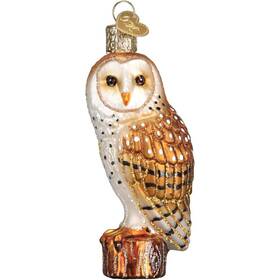 16118 Old World Christmas Barn Owl Glass Tree Ornament Free Box Bird Animal New