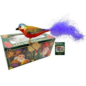 18028 Old World Christmas Blown Glass Clip On Ornament Painted Bunting Bird