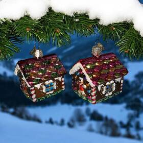 20013 Old World Christmas Gingerbread House Glass Ornament Lot Of 2