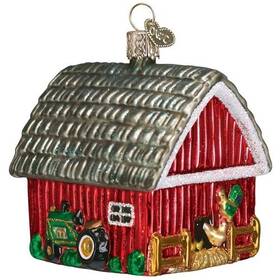 20014 Old World Christmas Glass Blown Ornament Barn Tractor Chicken Cow Mcc Charity