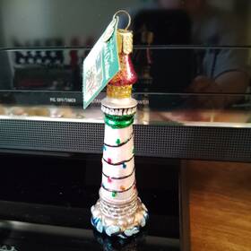 20079 Old World Christmas Lighthouse Glass Ornament W Tag 2006