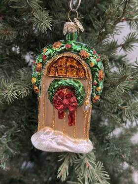 20130 Old World Christmas Glass Blown Ornament Welcome Home Door 4.5 Inch X 2.5 .3/4